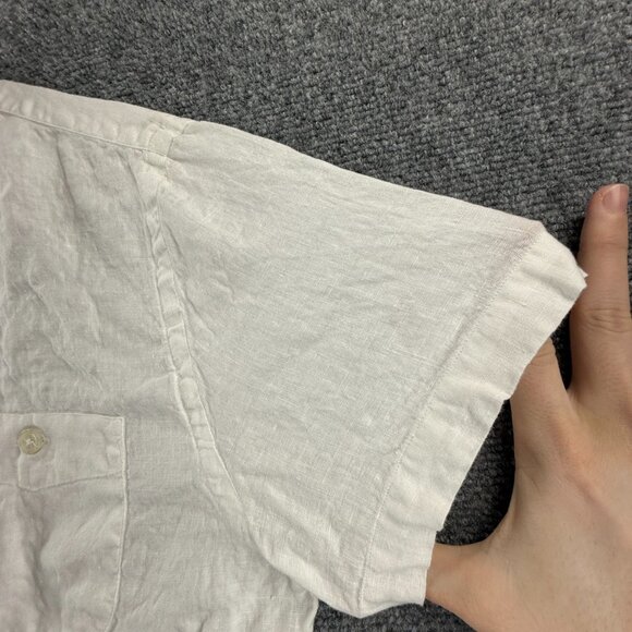 Todd Snyder White Button Up Shirt Men Short Sleeve All Linen Small Portugal - Picture 10 of 15